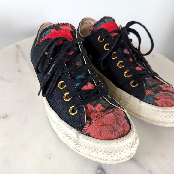 Converse Women's Black & Red Floral Low Top Sneakers - Picture 11 of 14